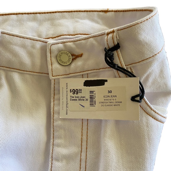 NWT WEWOREWHAT White Icon Jean Stretch Twill Denim, size 30 - high waisted - Picture 12 of 12